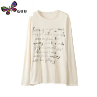 语娄奶拽酷盖~长袖印花圆领T恤休闲中长款宽松百搭外穿上衣