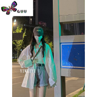 语娄白色衬衫内搭单穿简约纯色衬衣女款情侣装开衫薄外套