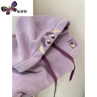 语娄草莓熊刺绣薄款卫衣女装2023新款宽松大码慵懒风bf上衣外套潮