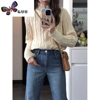 语娄双拉链高领毛衣女加厚打底内搭设计感外穿立领麻花针织衫上衣