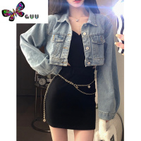 语娄小香风辣妹短款牛仔外套女新款设计感小众宽松百搭蓝色牛仔衣