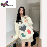 语娄美式复古圆领无帽卫衣女薄款宽松设计感小众hiphop潮牌上衣