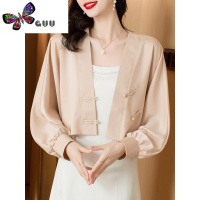 语娄新中式国风旗袍披肩外搭开衫高级感罩衫秋季新款小个子配裙子外套