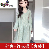 语娄法式小香温柔风针织背心连衣裙子女秋装2023年新款高级感气质长裙