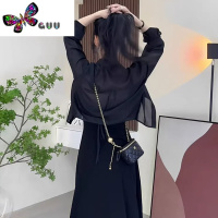 语娄后背系带雪纺衣衬衫女夏短款开衫外套配裙子外搭小披肩薄罩衫