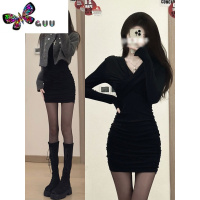 语娄秋季2023新款显身材连衣裙女装辣妹后妈包臀裙子法式紧身性感纯欲