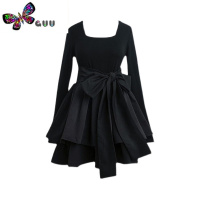 语娄茶歇法式赫本风小黑色连衣裙女高级感古着vintage蓬蓬裙子