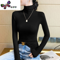 语娄高领打底衫女2023早秋内搭外穿堆堆领T恤新款黑色莫代尔洋气上衣