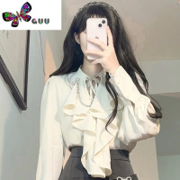 语娄法式复古长袖衬衫包臀半身裙两件套女高腰小个子别致气质套装