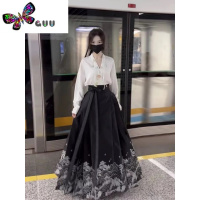 语娄新中式汉服改良汉服两件套装新款大码收腰显瘦百褶马面裙子