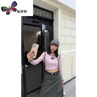 语娄Nn.studio正肩短款T恤女长袖早秋款小众机能风修身内搭打底衫上衣