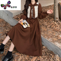 语娄大码小香风马甲两件套裙子法式复古学院风红色灯芯绒连衣裙女