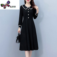 语娄洋气减龄黑色长袖女士连衣裙2023新款秋季时尚气质中长裙子女秋装