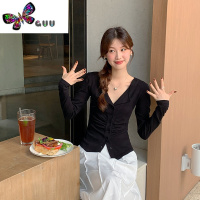 语娄安尔漫 秋季法式V领针织衫女修身显瘦长袖开衫外套甜辣妹性感上衣