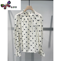 语娄岚艾诺丝2023秋季新品百搭立领波点显瘦可内搭衬衫上衣女