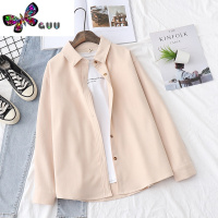 语娄纯色简约设计感少女长袖中学生衬衣高中初中生百搭休闲装衬衫