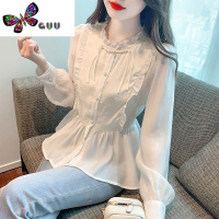 语娄雪纺衬衫女秋装2023新款秋季小衫收腰别致中式女装中国风长袖上衣