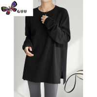 语娄40支双面麻棉 慵懒 女士圆领T恤 宽松中长款打底衫 山东网店女装