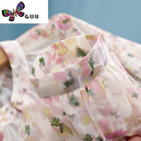 语娄粉色浪漫海棠印花衬衫女2023新款宽松落肩轻薄丝棉长袖衬衣衫