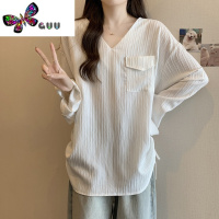 语娄肌理感慵懒风打底衫T恤女秋季大码胖妹妹宽松遮肚子中长款上衣潮