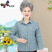 语娄奶奶装长袖衬衫中老年人秋装女洋气妈妈薄外套老太太衣服