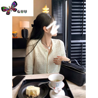 语娄小精致褂 凯旋门镂空针织开衫 设计感米白针织上衣女秋