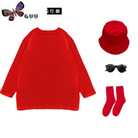 语娄秋季多巴胺穿搭团体闺蜜装姐妹套装班服宽松长袖糖果色t恤女