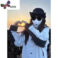 语娄白色连帽登山服外套女薄款潮牌户外服旅游爬山服