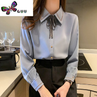 语娄秋季长袖工作衬衫女士秋装2023新款早秋职业上衣时尚洋气雪纺衬衣