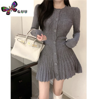 语娄辣妹高级性感黑色修身长袖内搭打底针织连衣裙女小个子百褶裙