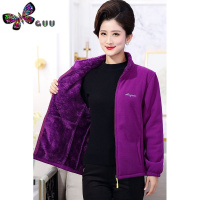 语娄妈妈装珊瑚绒摇粒绒外套女抓绒上衣卫衣中老年宽松加厚加肥