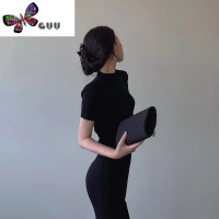 语娄2023新款连衣裙女装高级感紧身包臀针织打底小黑裙子气质长裙