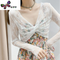 语娄披肩蕾丝打底衫女夏季配吊带裙子外搭罩衫纱衣镂空网纱上衣薄