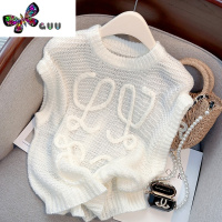 语娄Nancy Cici自留款推荐~早秋无袖针织背心慵懒风提花宽松毛衣女