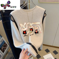 语娄港味复古chic兔子毛衣女早春季新款2023宽松设计感小众针织衫上衣