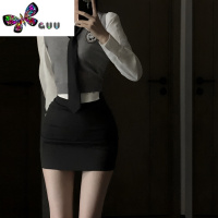 语娄JK制服日系学院风针织马甲背心毛衣女长袖衬衫包臀半身裙套装