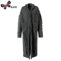 语娄时尚软糯慵懒风宽松毛衣外套2023新款女长款别致流苏针织开衫