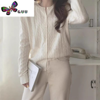 语娄针织衫女镂空开衫早秋2023新款长袖圆领外搭上衣秋季薄款毛衣外套