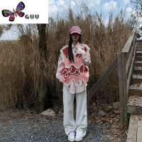 语娄3M哦哦三妹 不规则拼色V领毛衣马甲女慵懒风小众外穿背心