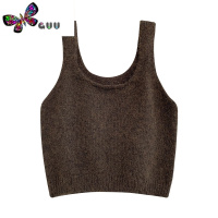 语娄A7seven秋季新款U领针织马甲女无袖叠穿外搭宽松慵懒坎肩毛衣背心