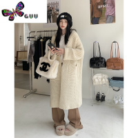 语娄米色针织毛衣开衫外套女高级感软糯慵懒风上衣长款小个子冬季