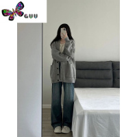 语娄开衫针织灰色毛衣外套上衣早秋2023新款女装法式休闲高级感