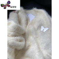 语娄2023新款海马毛开衫软糯系外穿毛衣韩版宽松外套女慵懒风