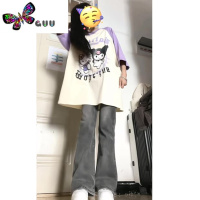 语娄夏日多巴胺穿搭喇叭牛仔裤女夏季薄款微喇宽松显瘦黑色窄版裤子潮