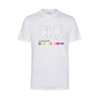 CK新品 渐变酒吧标志T恤 夏季男女圆领短袖 卡尔文克雷恩 41L7613