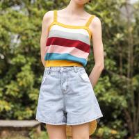 彩虹条纹吊带背心女ins潮横行道打底背心女可外穿ins性感上衣潮