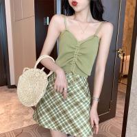 泫雅吊带背心女短款外穿内搭小心机设计感V领针织抹胸上衣ins潮夏