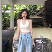 泫雅吊带背心女短款外穿内搭酒吧蹦迪性感ins潮露背针织挂脖上衣