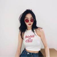 泫雅同款绿色背心吊带女ins潮嘻哈领舞露脐短款印花爵士上衣jazz