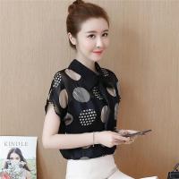 很仙的上衣雪纺衬衫女装2019新款潮夏装洋气短袖百搭流行时尚夏季